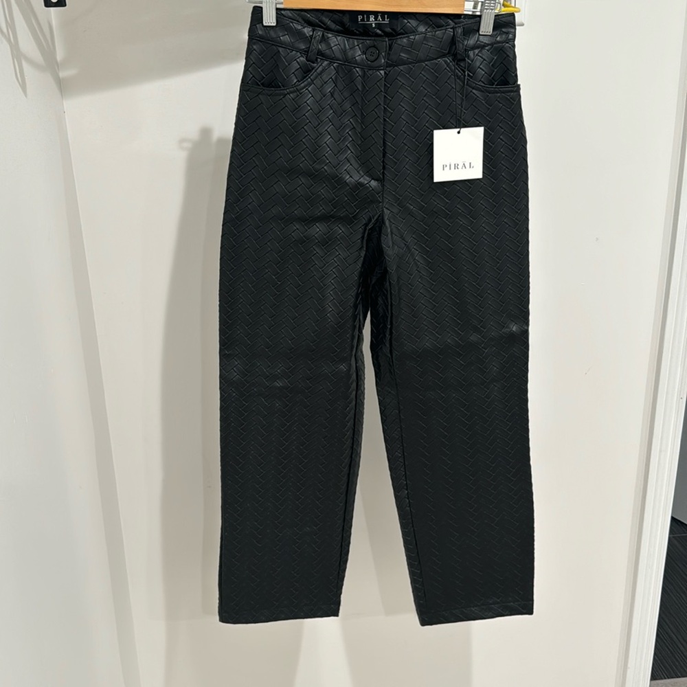Piral herringbone faux leather pants